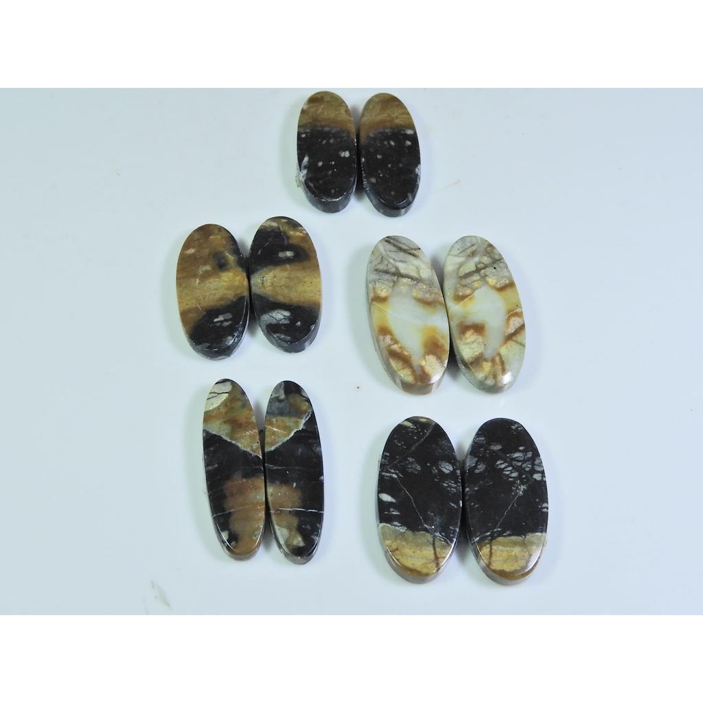 27-27ММ Натуральный пикассо яшма Подобрана пара Овальный Свободный драгоценный камень Лот 5 пар A-588