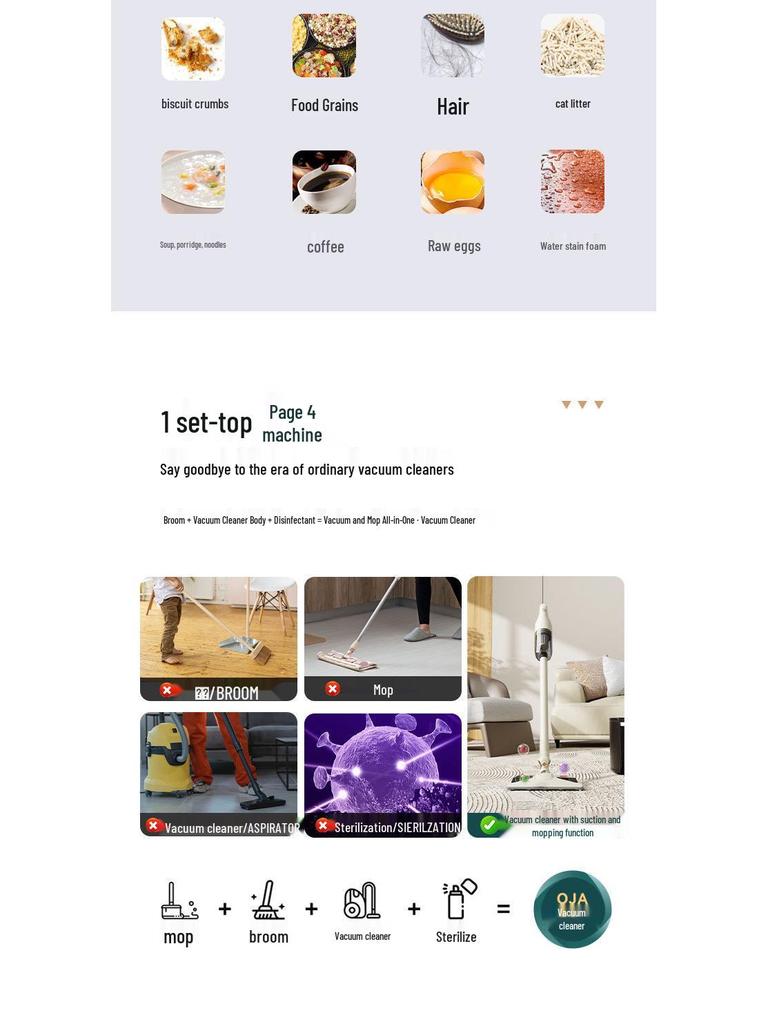 Беспроводной пылесос и швабра «все в одном» с высокой мощностью всасывания для дома - Маленький, ручной, подходит для домашних животных, удалитель пылевых клещей