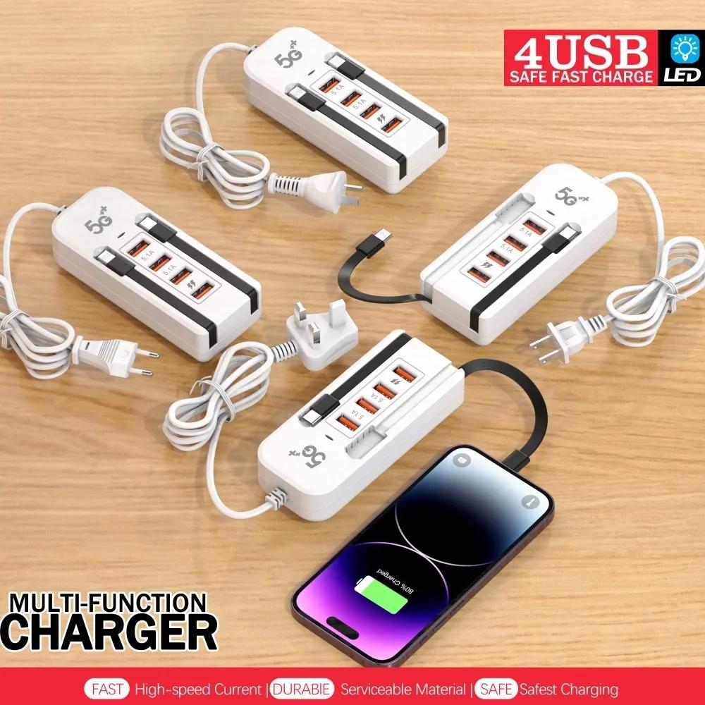 66 Вт Быстрое Зарядное Устройство с Несколькими Портами USB Type-C PD для Телефона iPhone Samsung Xiaomi Quick Charge EU US Штекер Настенное Зарядное Устройство