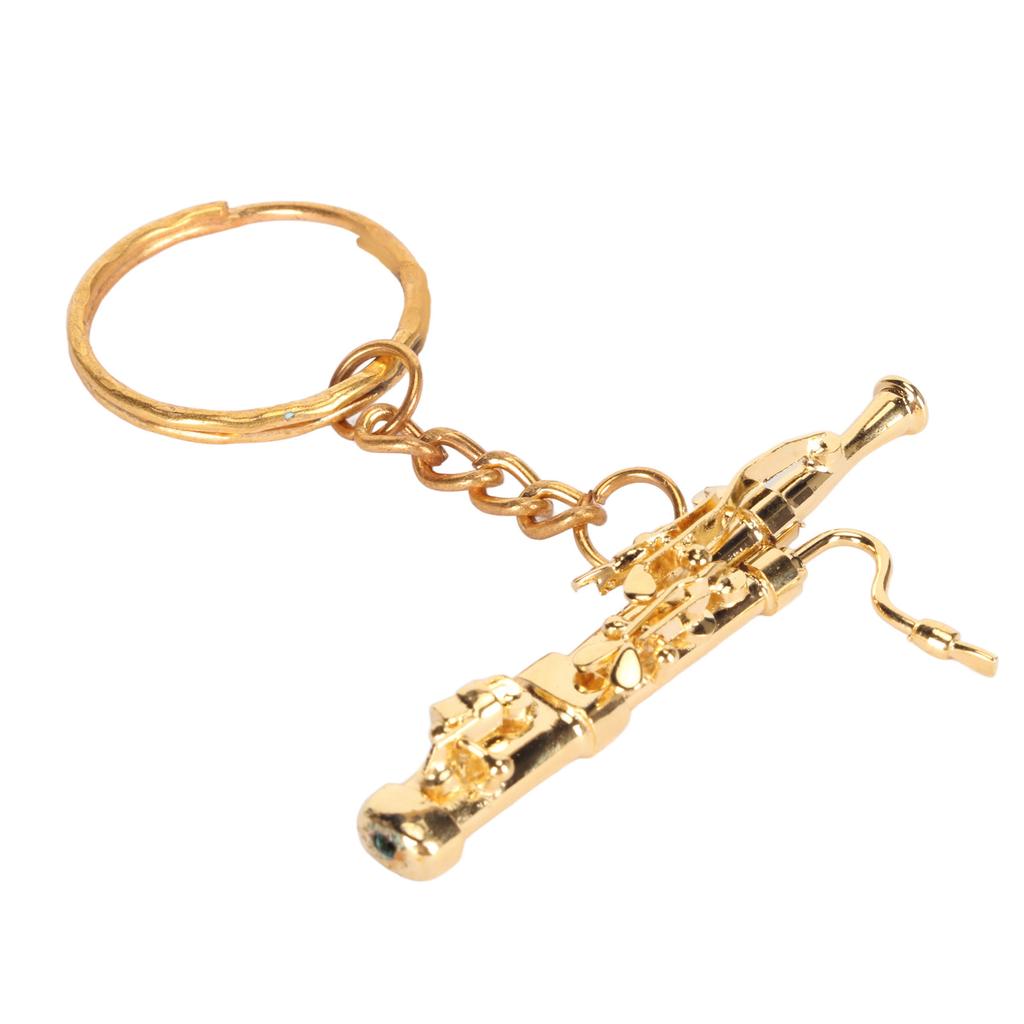 Mini Bassoon Shape Key Chain Adorable Brass Key Ring Pendant Gift Musical Instrument Keychain Gold