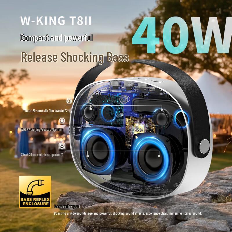W-King T8II 40W Portable Bluetooth Speaker with Power Bank