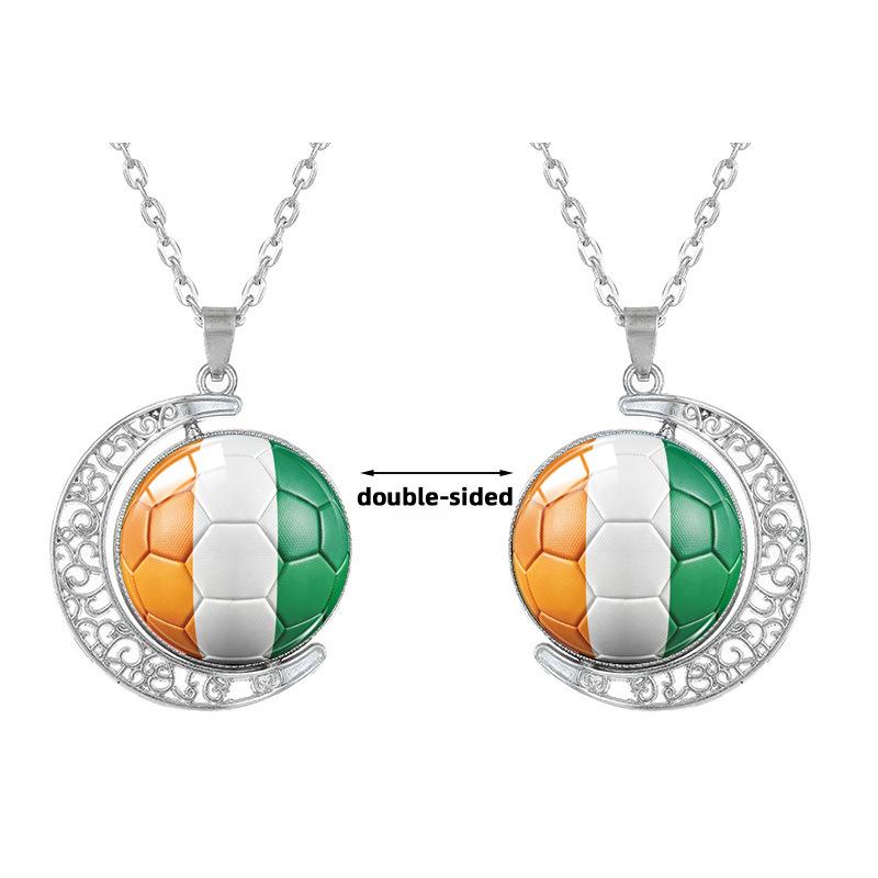 1Pc 2026 World Cup 48 Countries Flag Rotating Moon Necklace, Football Fan Support Pendant