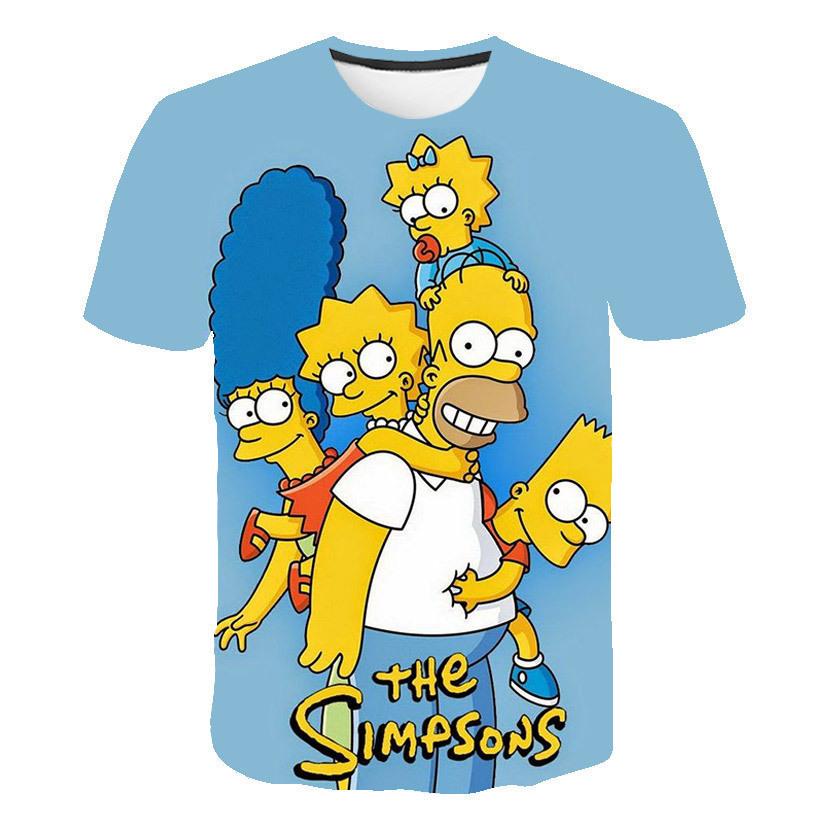 Летний тренд: Детская футболка The Simpsons с 3D-печатью, короткий рукав