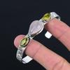 Natural Rose Quartz Gemstone 925 Sterling Silver Bangle Adjustable For Girls
