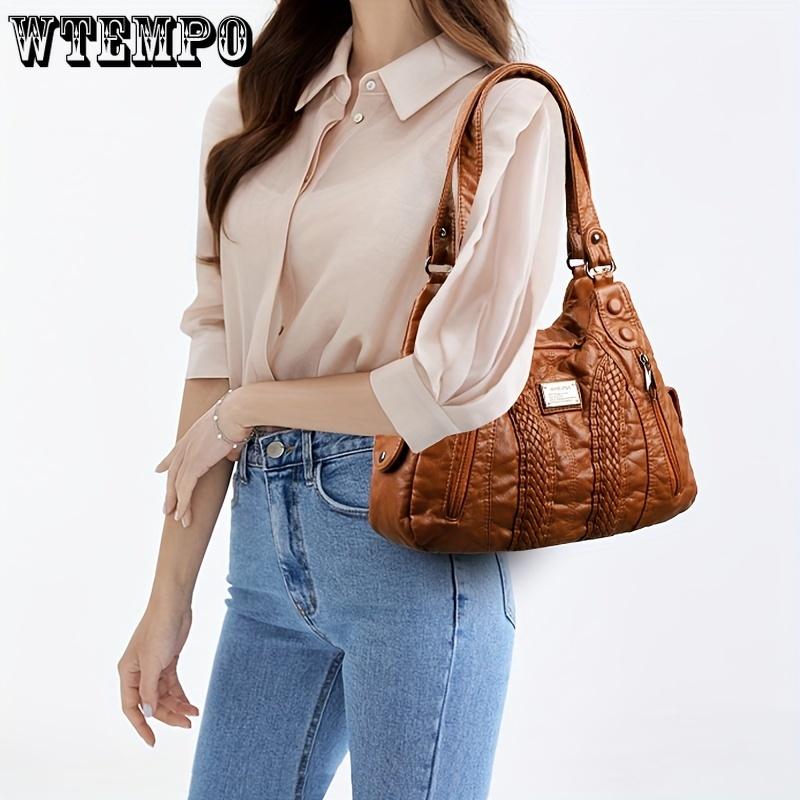 Women's Luxury PU Leather Handbag With Multiple Pockets, Designer Casual Shoulder Bag, Crossbody Style, Versatile For Daily Use