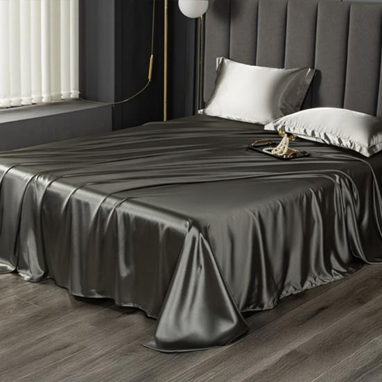 Yousheng Glossy Satin Sheets Solid Color Bed Sheet with 2 Pillowcases Cooling Wrinkle-Free Silky Smooth Sheets for Most Bed Sizes