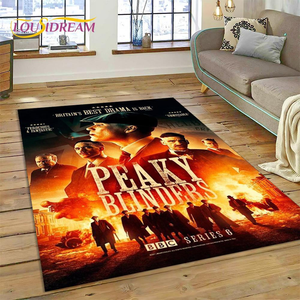 3D P-Peaky Blinders Tommy Shelby HD Rug Carpet for Living Room Bedroom Home Decor,Floor Mat Non-slip Decoration for Sofa Doormat