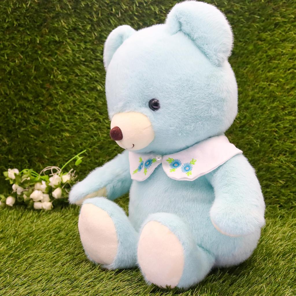 Взлет Медвежонок Падение Ретро-медведь пастельных тонов Милая цветочная вышивка на воротнике Мягкая игрушка L Синяя музыка [с коробкой]