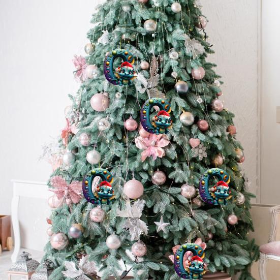 Рождественская елка Подвеска Мультфильм Динозавр Письмо Украшение для дома Окно автомобиля 2D Плоский