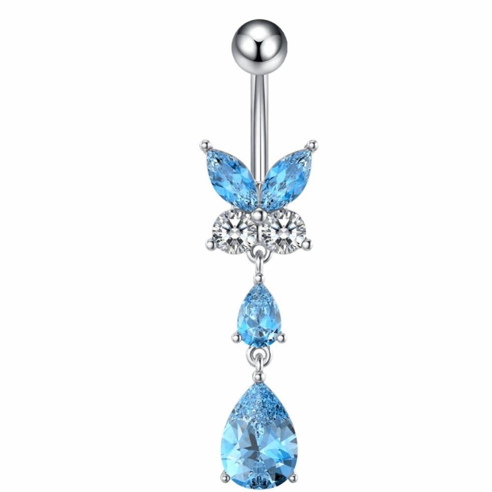 Zinc Zinc Alloy Drop Navel Piercing Ring Zircon Crystals Dangled Navel Ring  Women