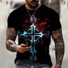 Men Religion Jesus 3D Printed Casual Vintage Short Sleeve Tee Shirt Summer Man Streetwear Oversized Black Tops
