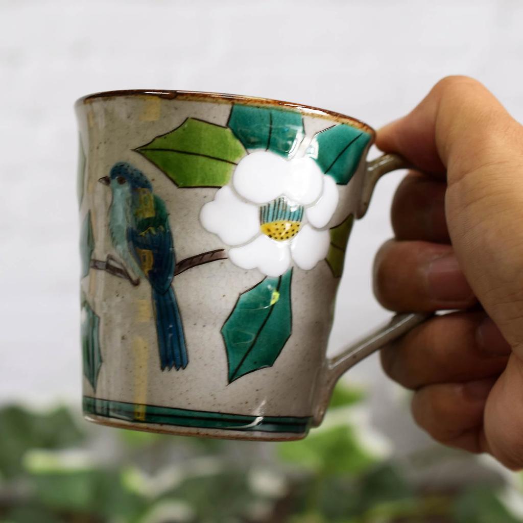 Waza no Kura Стильный набор пар кружек Kutani Ware Керамика Camellia and Bird Столовая посуда класса люкс, сделано в Японии