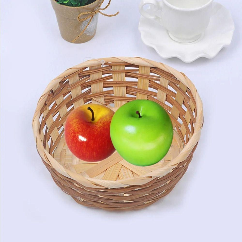 Food Container Fruit Storage Bin Round Shape Bamboo Bread Basket High Quality Rattan Fruit Basket
