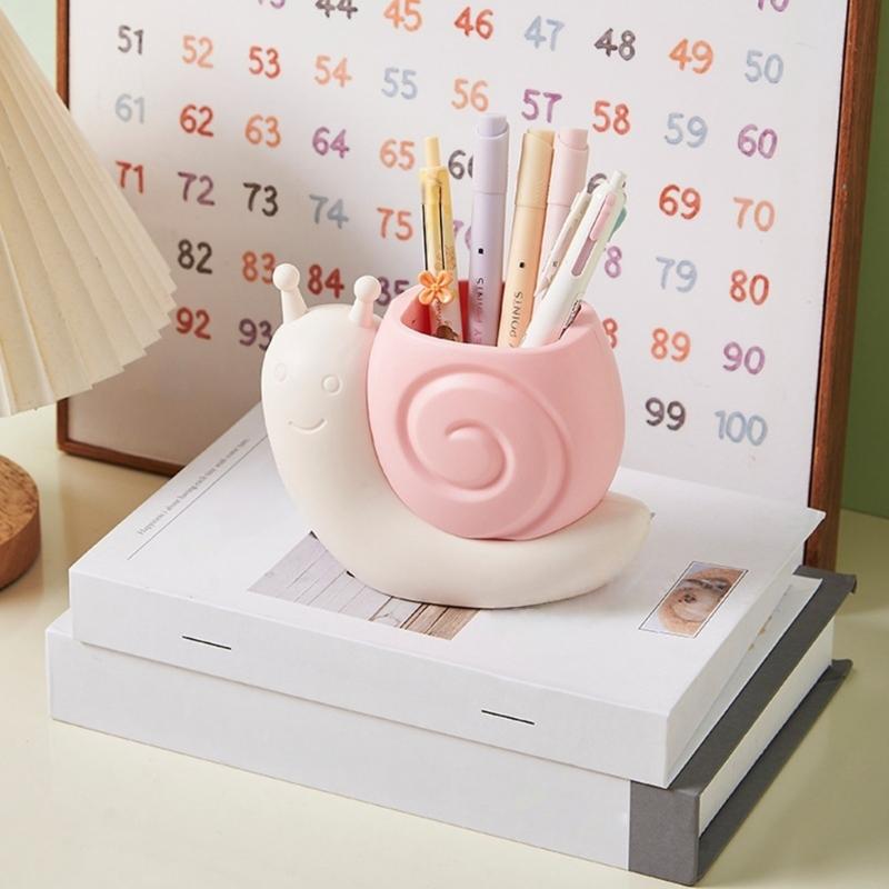 Plastic Desktop Organizer Cartoon Snail Shape Pen Pencil Organizer For Kids Study School Office Supplies