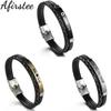 Afirstee гравировка имени и даты кожаные браслеты из нержавеющей стали мужские браслеты на заказ персонализированная табличка с именем ювелирные изделия подарок на годовщину