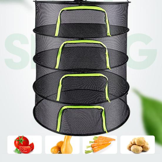 60 см складная сетка для сушки трав 2/4/6/8 слоев круглая сетка для сушки растений корзина с молнией прочная для использования в помещении и на открытом воздухе многоцелевая подвесная трава
