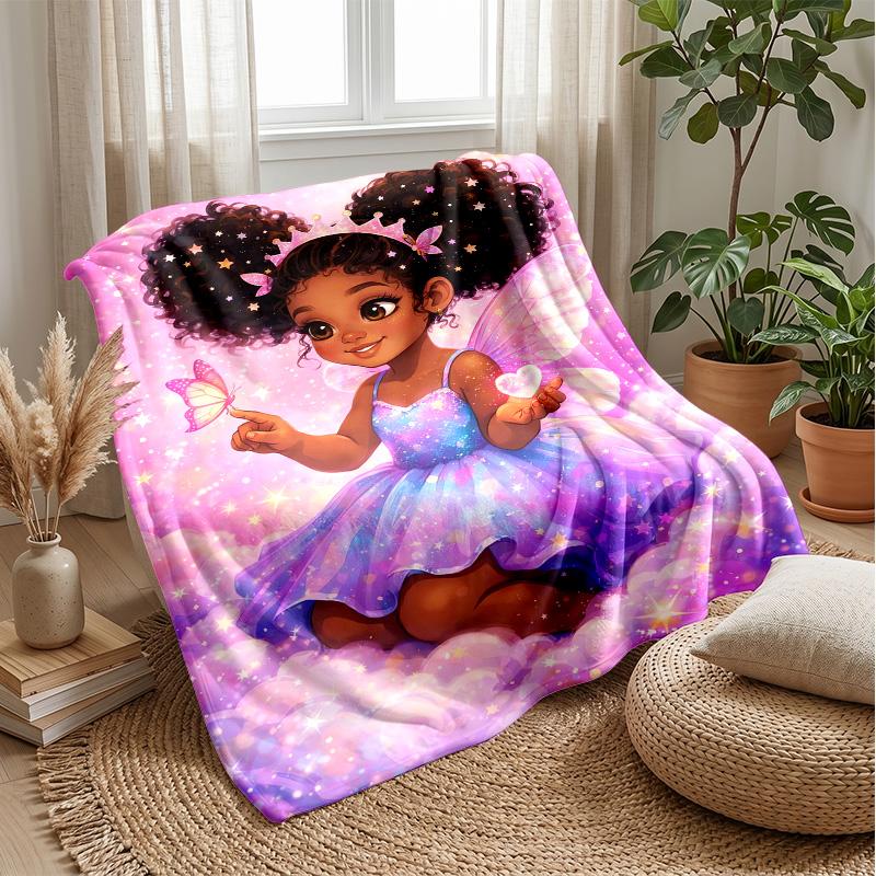 Fairy with Butterfly and Heart Theme blanket Lightweight Warm Flannel Blanket Decorative Throw Blanket for Home Decoration