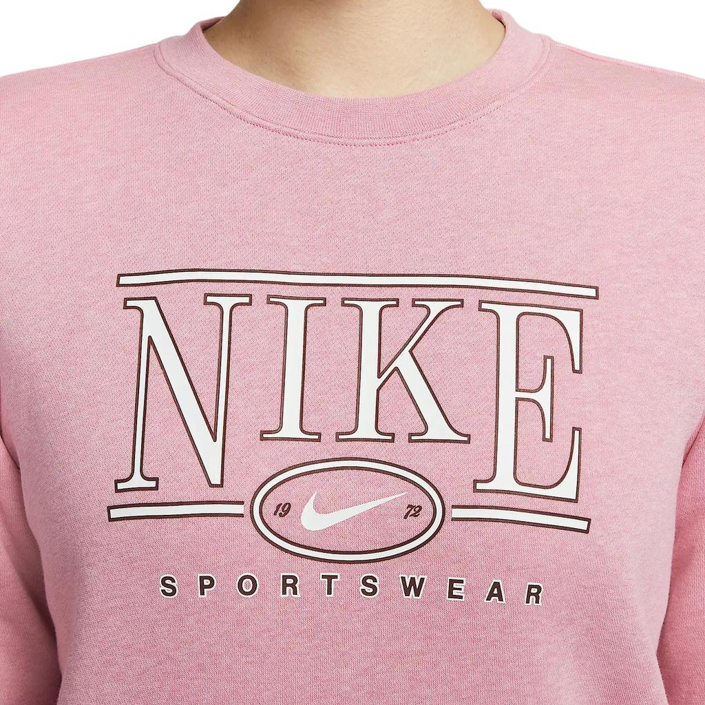 Nike Sportswear Club SS25 Fleece Logo Letter Crew Neck Long Sleeve Sweatshirt Women sweatshirt Element-Pink Stone-Flower HJ0981-699