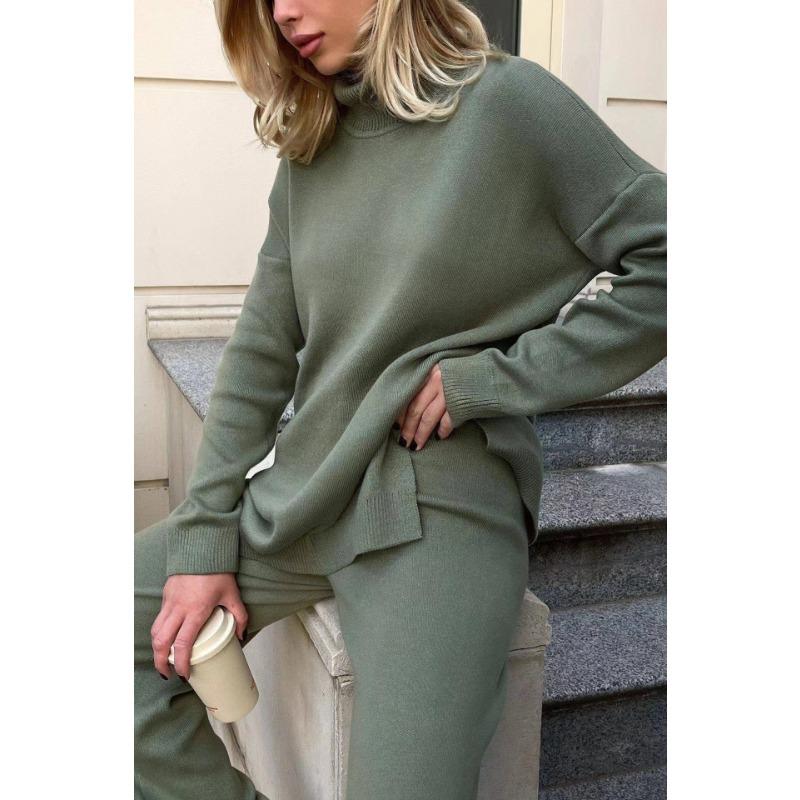 Свитер свободной вязки свитер с высоким воротом женский осень и зима