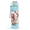1PC Soft Pink Peony Flower Bouquet Print 750ml Color Plastic Sports Water Bottle Leakproof Flip Straw Lid Suitable for Sports Office Home Use