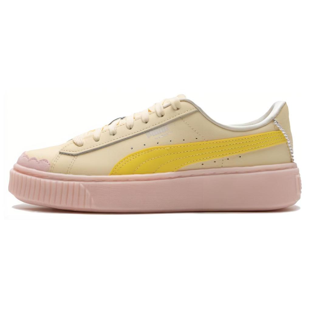 Puma Platform Lightweight Breathable Low-Top Sneakers Women Sneakers Pink Yellow 398910-02