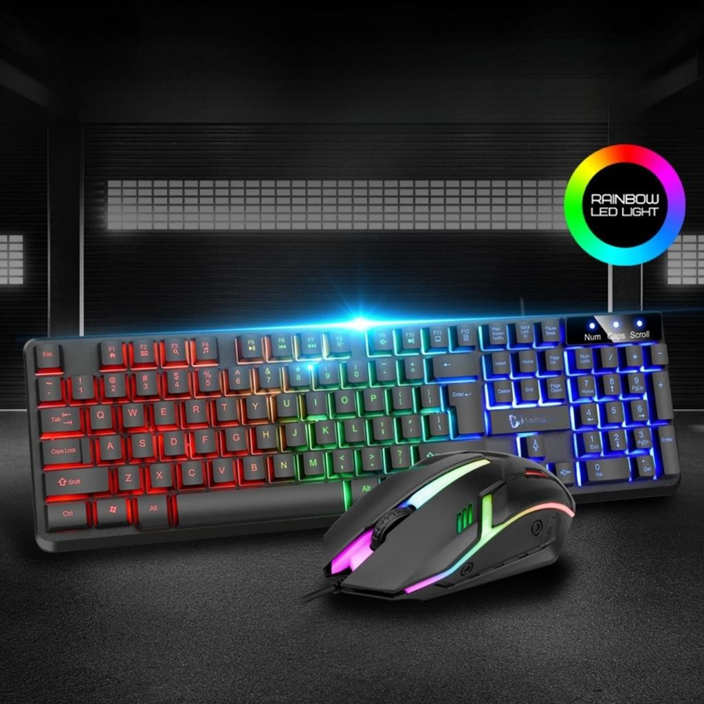 Игровая проводная клавиатура, соответствующая цвету, светящаяся, механическая, на ощупь, настольный компьютер