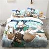 Мультяшное Аниме Genshin Impact Игра Удобное Пуховое Одеяло Пододеяльник Наволочка Постельный Набор Детская Спальня Украшение Домашний Текстиль