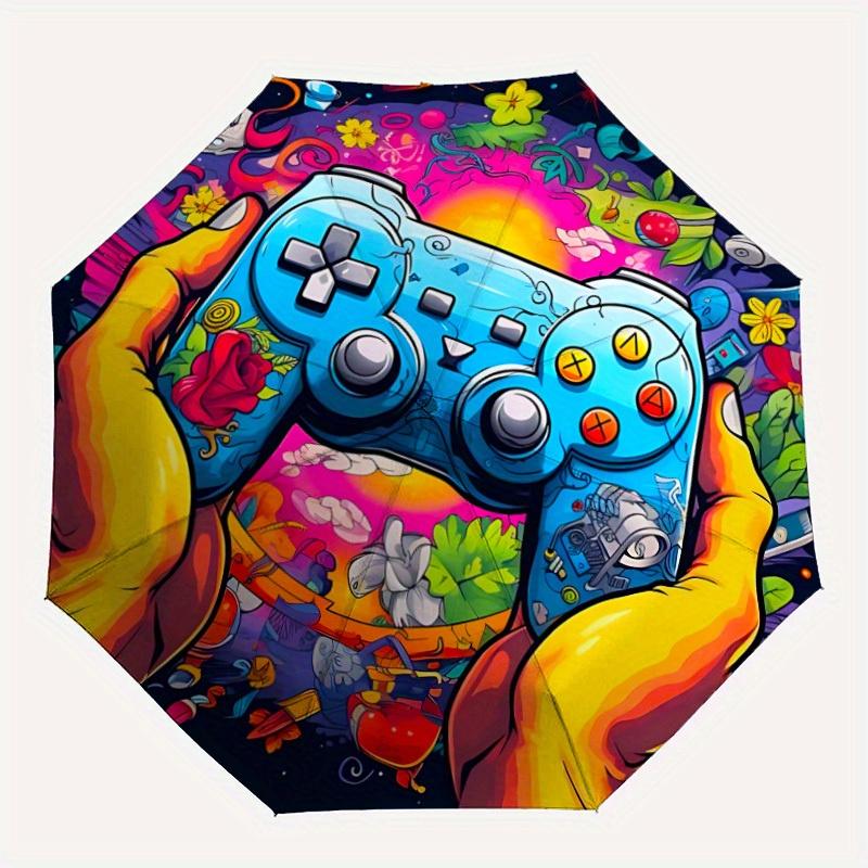 1pc Gamer Controller Automatic Open/Close Exquisite Umbrella - Compact Travel Umbrella, 8-Rib Heavy-Duty Construction, Ideal Gift, Outdoor A
