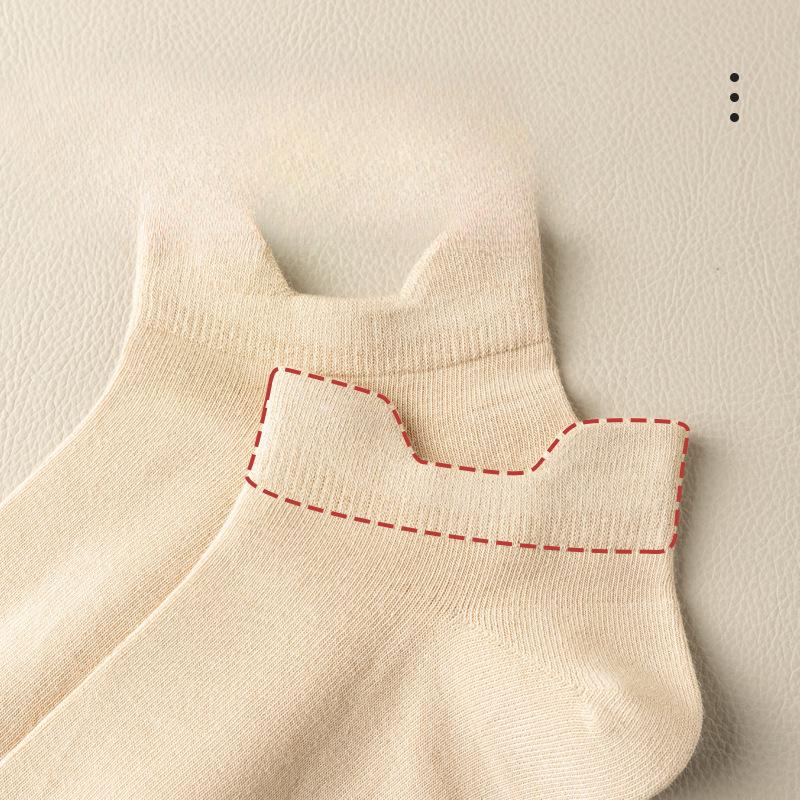 Women's Thin All-cotton Short Socks, Girls' Summer Heels Won't Fall Off, Anti-odor Pure Cotton Boat Socks, Women's Summer