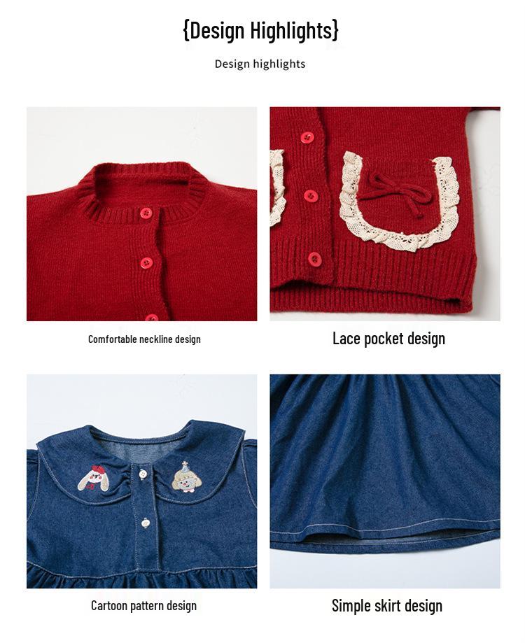 Стильный джинсовый комплект из двух предметов для девочек на весну/осень 2025 года