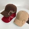 Embroidery Letters Lamb Wool Baseball Cap Children Autumn and Winter Wide Brim Show Face Small Warm Versatile Cap Men