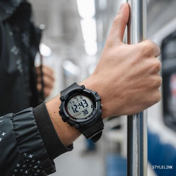 Casio 10-year Battery Big Size Diver Military Watch Waterproof Electronic Wristwatch + Genuine Case and Korean Manual, Black