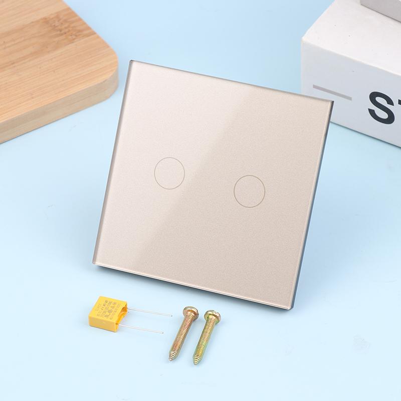 1/2/3-клавишный сенсорный выключатель 1-клавишный Разъемы USB Type-C Настенные розетки Выключатель света с розетками Стеклянная панель Золотой