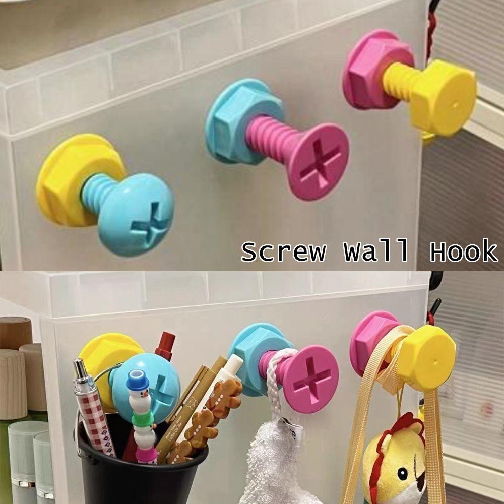 Candy Color Screw Hook Self-adhesive Decorative Hooks New Wall Hook