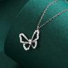 Tancise S925 Sterling Silver Luxury Butterfly Necklace Simple Pendant Necklace Temperament Clavicle Chain.