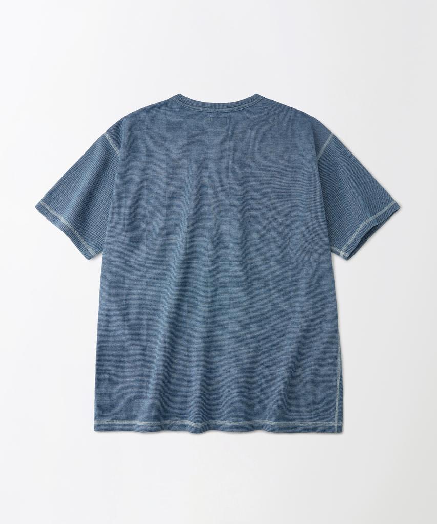 ВЫДАЮЩАЯСЯ вафельная футболка-henley с полурукавом, цвет индиго_L.Синий