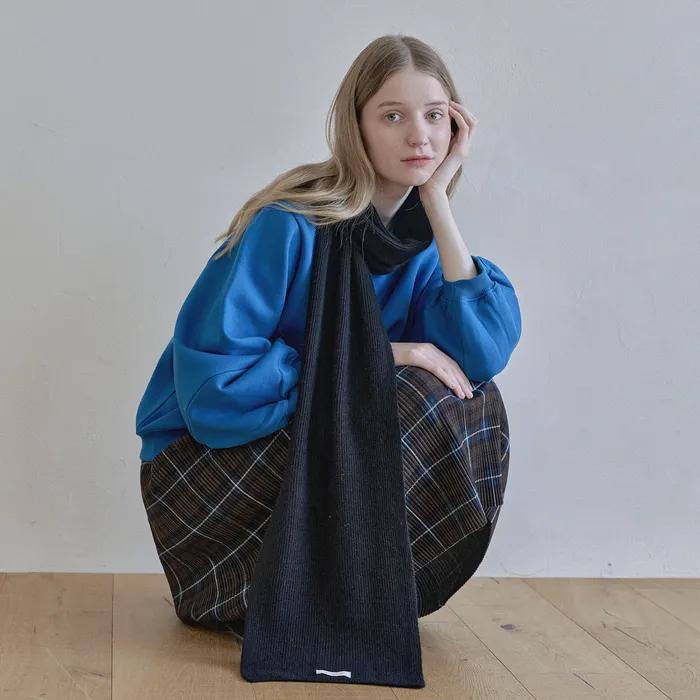 Wool knit muffler - BLACK