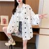 Большого размера, Тонкая солнцезащитная одежда с кисточками в горошек, Свободная рубашка для весны и осени, Стиль средней длины