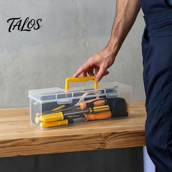 Пластиковый контейнер Talos для хранения, с ручкой, прозрачный, штабелируемый, пылезащитный органайзер, для инструментов, специй, художественных принадлежностей, офисных принадлежностей
