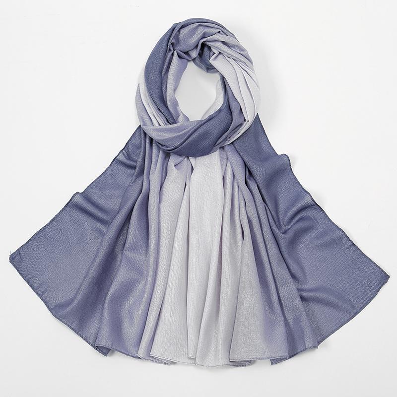 Women Glitter Shiny Hijab Scarf Gradient Shawls Muslim Ombre Turban Islam Ladies Shimmer Elegant Stole Gradient Shawl Tippet
