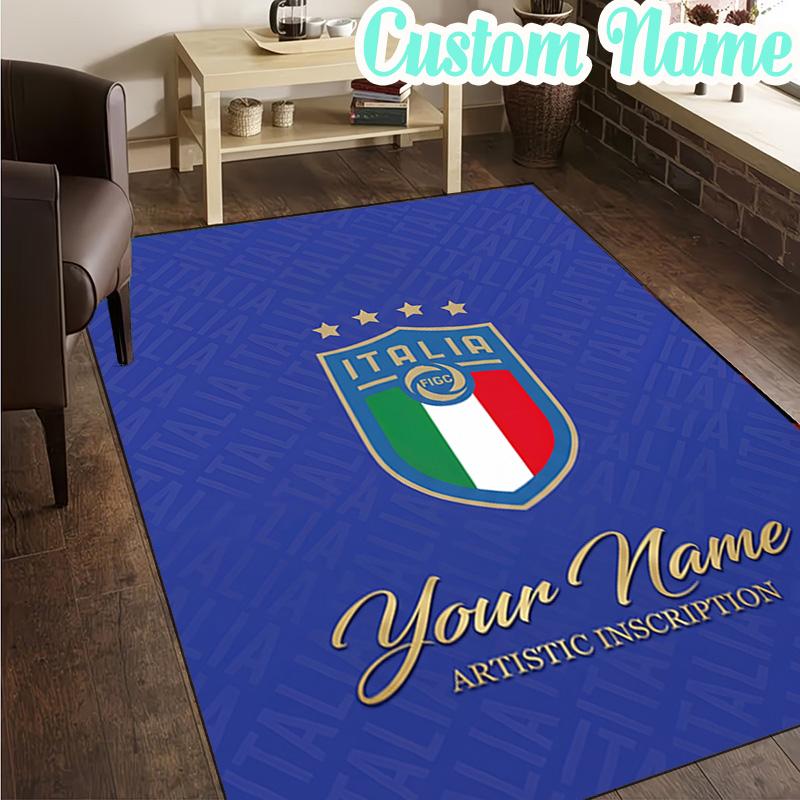 Custom Name Italian Crest Rug, Office Rug, Chair Rug, Carpet for Living Rooms, Doormat Game Rug Home Decor Christmas Gifts