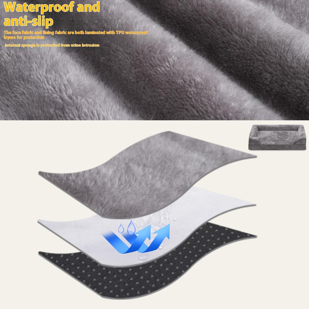 Orthopedic Dog Bed for Medium Dogs & Cats Winter All Seasons Waterproof Washable Eco-friendly Print Removable Cover Pet Bed