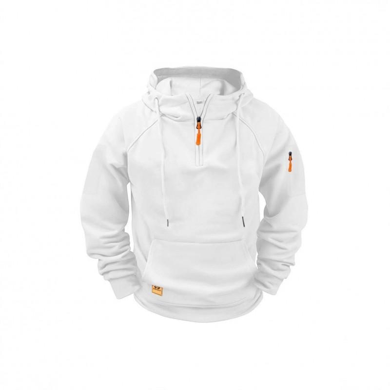 Mens Winter Hooded Zip-Up Sweatshirt With Multiple Pockets Casual Long Sleeve Pullover