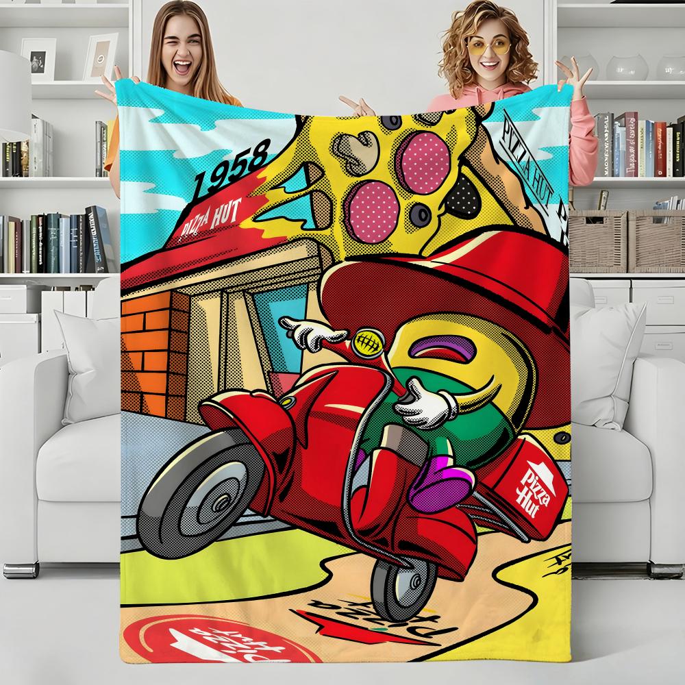 Food P-PizzaHut Throw Flannel Blanket Perfect for Sofa Office Bed Travel Sleep Read Relax Camping four season use