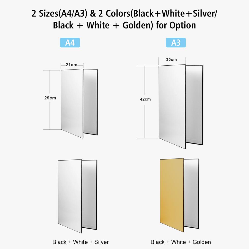 3-в-1 Картон для фотографий Картон Складной отражатель для фотографий Доска рассеивателя (черный + белый)