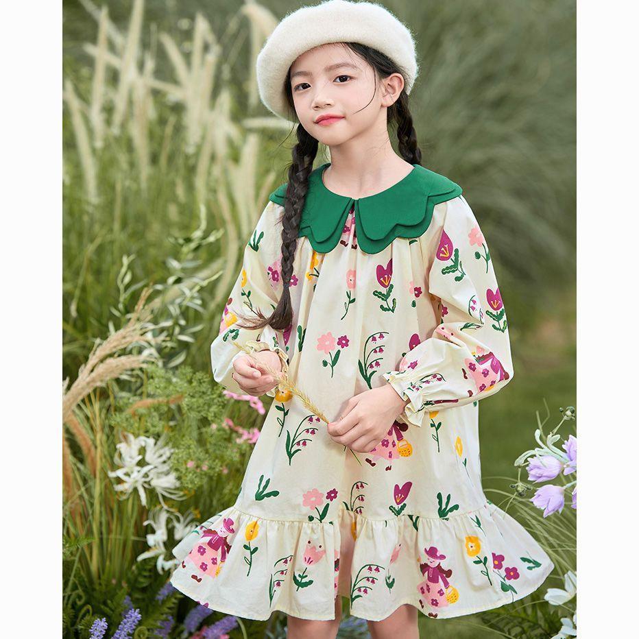 Сладкое цветочное платье для девочек, весеннее свободное платье принцессы для детей