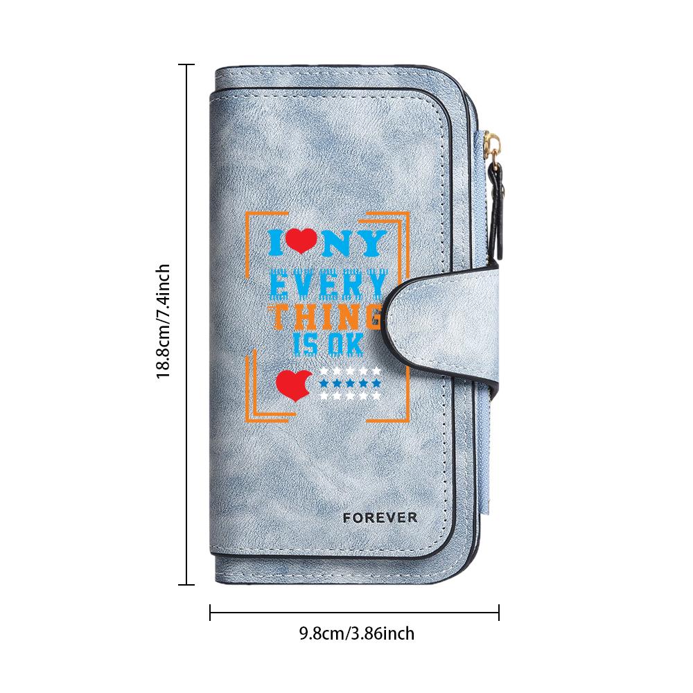 I Love NY Forever Letter Printed Long Purse Fashion Multi Card Slot Wallet