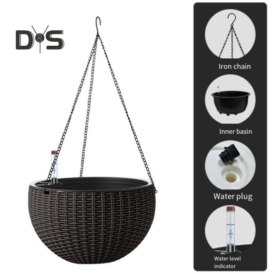 Self Watering Hanging Planters Indoor Outdoor Thickened Hanging Basket Flower Pot with Water Level Indicator Hanging Plant Pot for Cacti Herbs