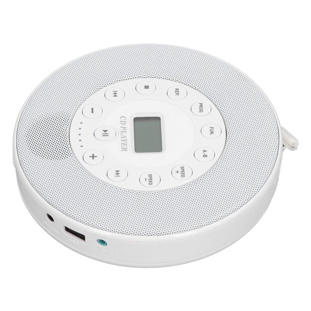Портативный CD-плеер с динамиками Anti Skip 1500mAh перезаряжаемый CD-плеер для CD CD RW MP3 Белый