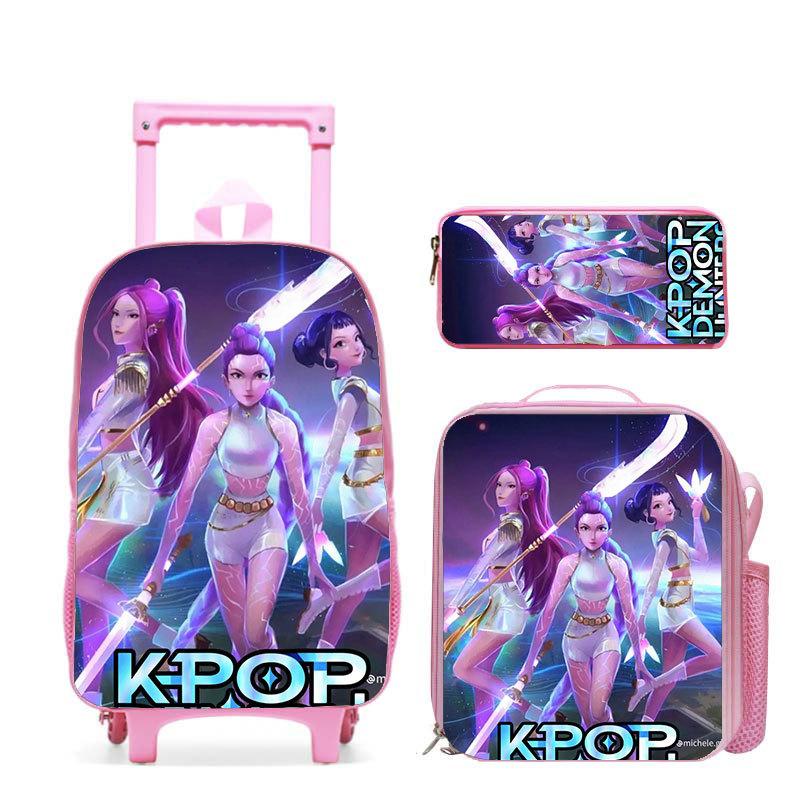 Kpop Девушка-Охотница на Ведьм Школьная Сумка Высококачественная Печать Повседневная Межграничная Легкий Рюкзак на Колесиках Одна Деталь Волосы